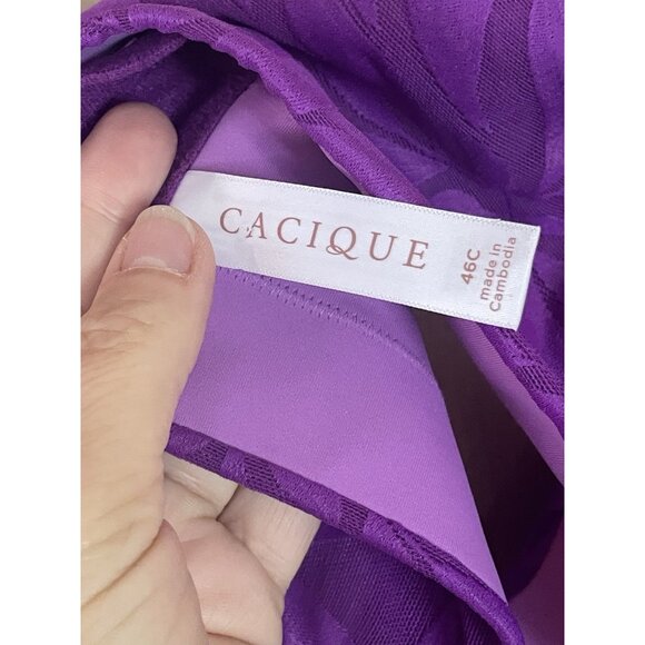 Cacique Fuchsia Botanical Leaf Print Bra Lightly Lined Size 46C Lingerie Sexy - Picture 5 of 5